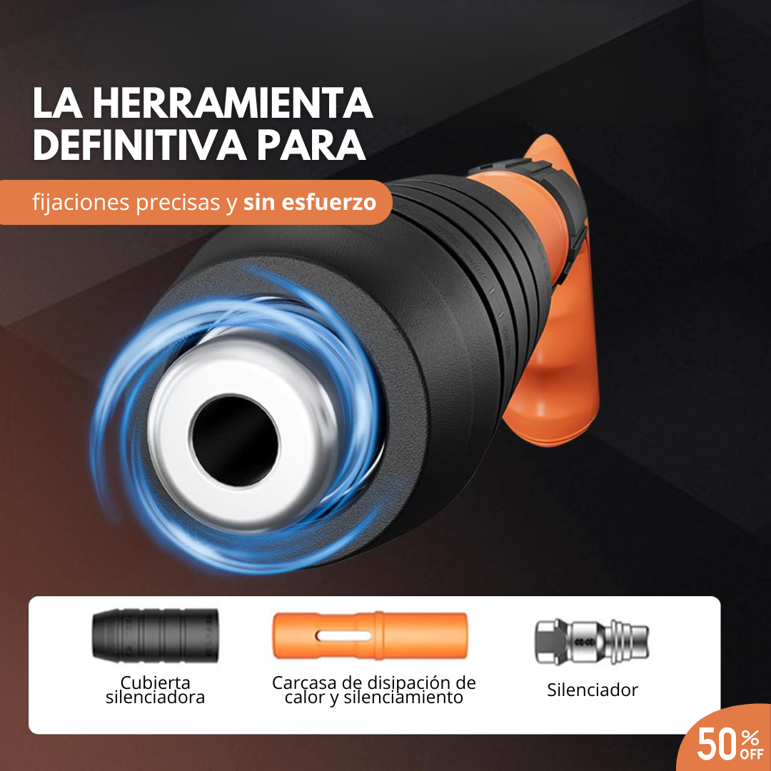 Pistola de clavos con accesorios
