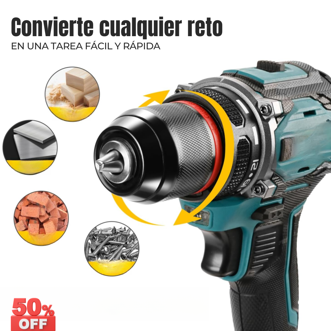 Juego de taladro inalámbrico de 28V con 2 baterías y cargador