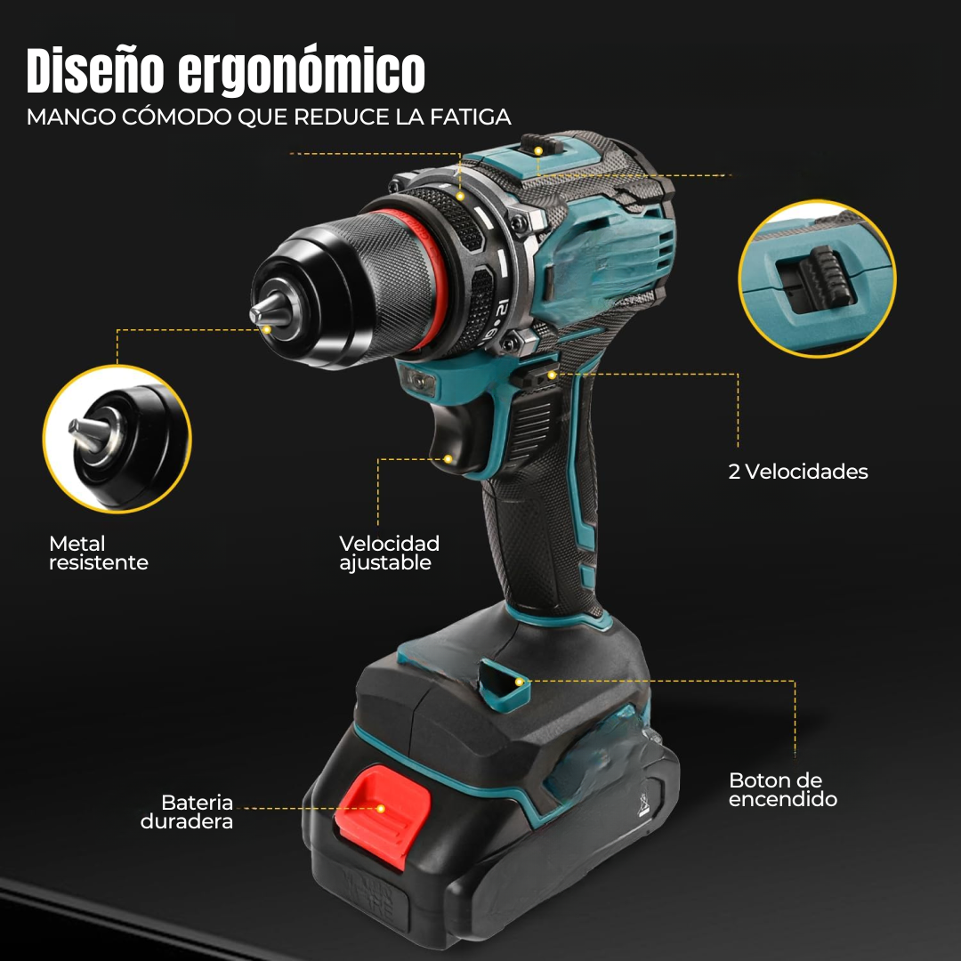 Juego de taladro inalámbrico de 28V con 2 baterías y cargador