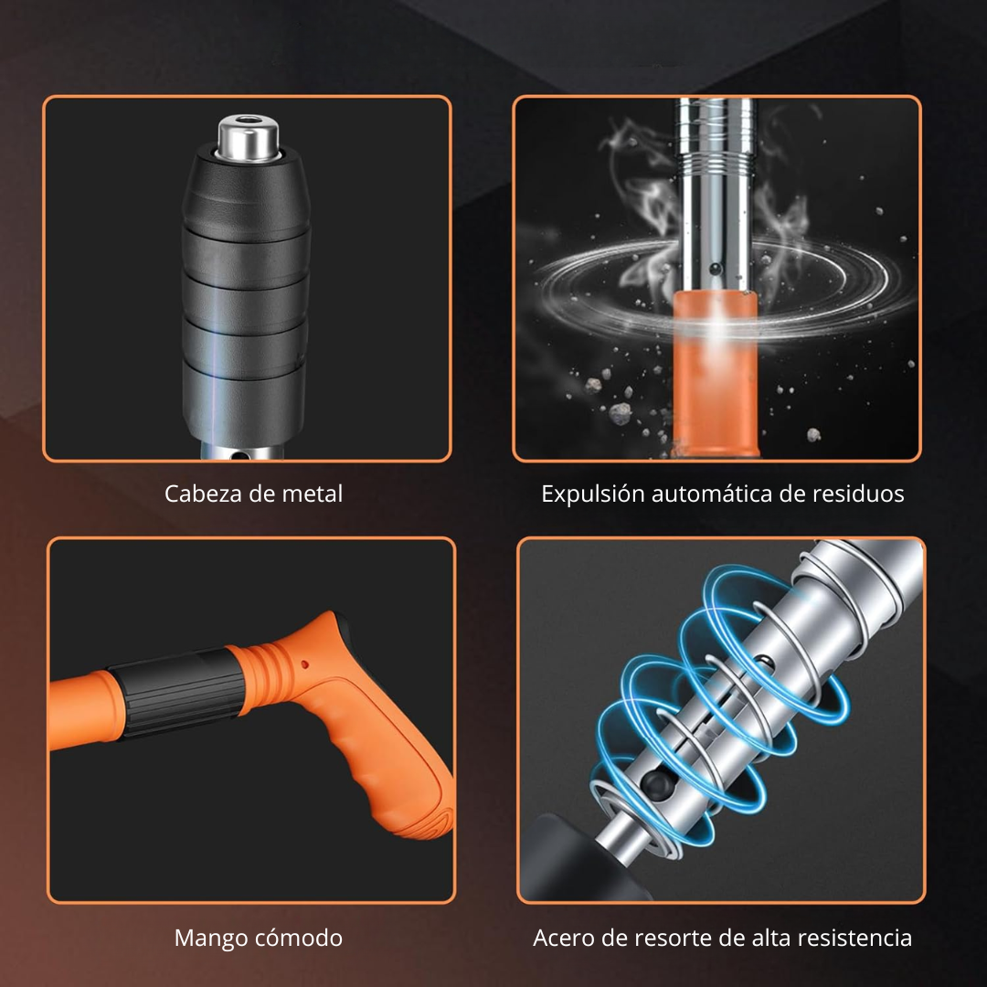 Pistola de clavos con accesorios