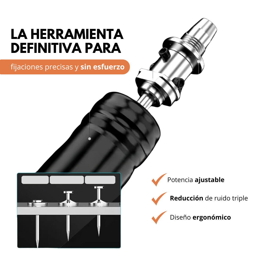 Pistola de clavos con accesorios