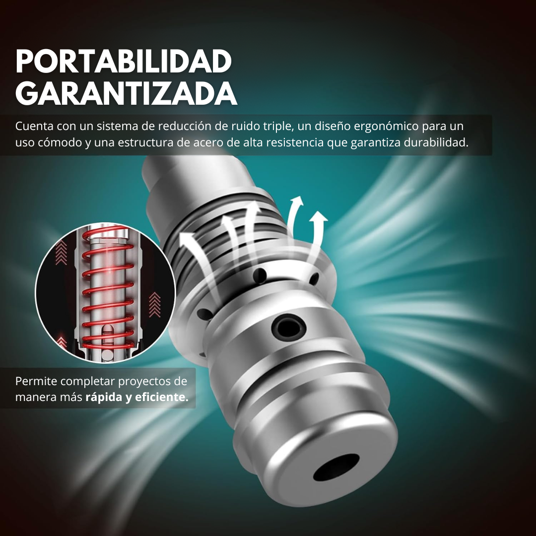 Pistola de clavos con accesorios