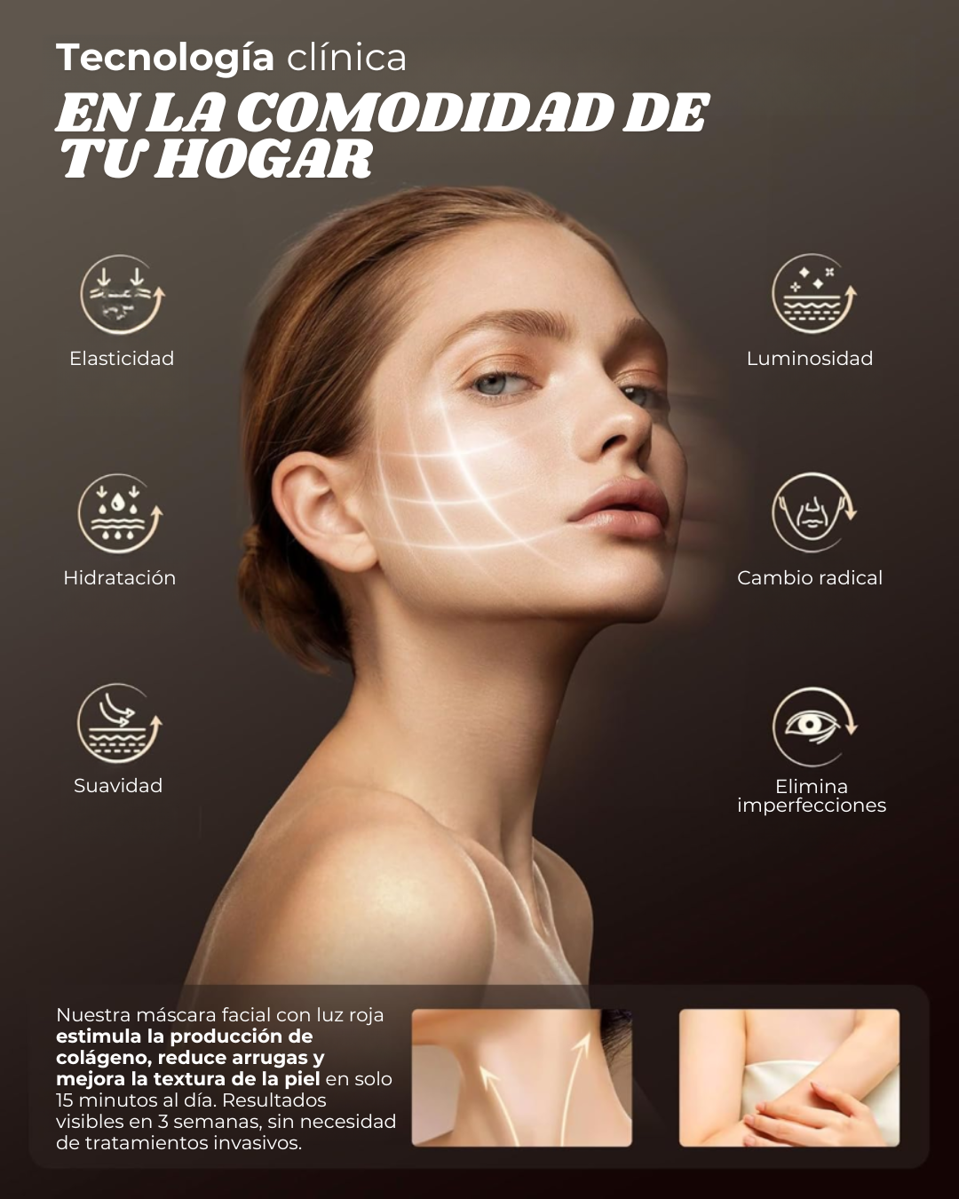 Máscara facial LED con terapia de luz roja para La cara y la piel