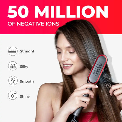 50 million negative ions for enhanced shine and smoothness with the TYMO RING PLUS hair straightener brush.